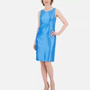Kasper Women's Textured Shantung Seamed Sleeveless Dress - Blue Hyacinth Size 6